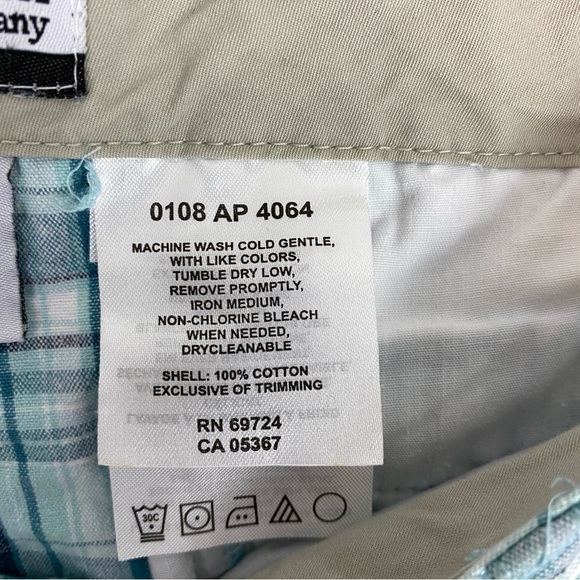 Columbia Plaid Bermuda Shorts Sz 8P 100% Cotton Teal Turqoise Plaid 5 Pockets - Picture 6 of 12